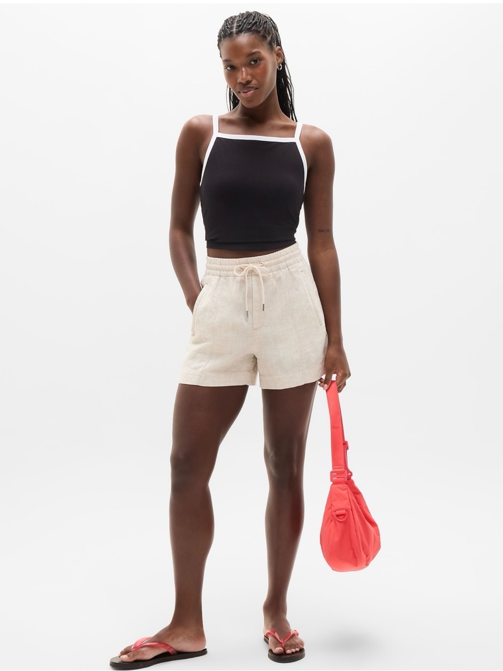 Athleta Retreat Linen Short Medium.Women's, undyed tan color, new with tags